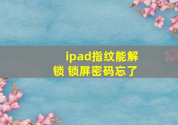 ipad指纹能解锁 锁屏密码忘了